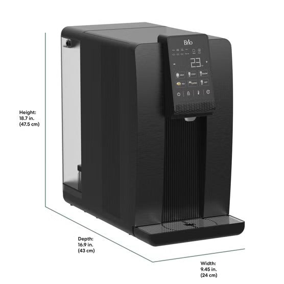 Dispensador de Agua Brio Q20 con Ósmosis Inversa | Filtración RO 3 Etapas + Autolimpieza UV, 6 Temperaturas, Sin Plomería