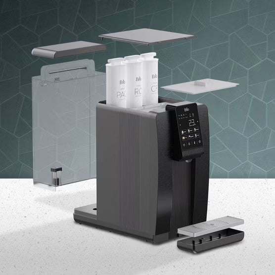 Dispensador de Agua Brio Q20 con Ósmosis Inversa | Filtración RO 3 Etapas + Autolimpieza UV, 6 Temperaturas, Sin Plomería